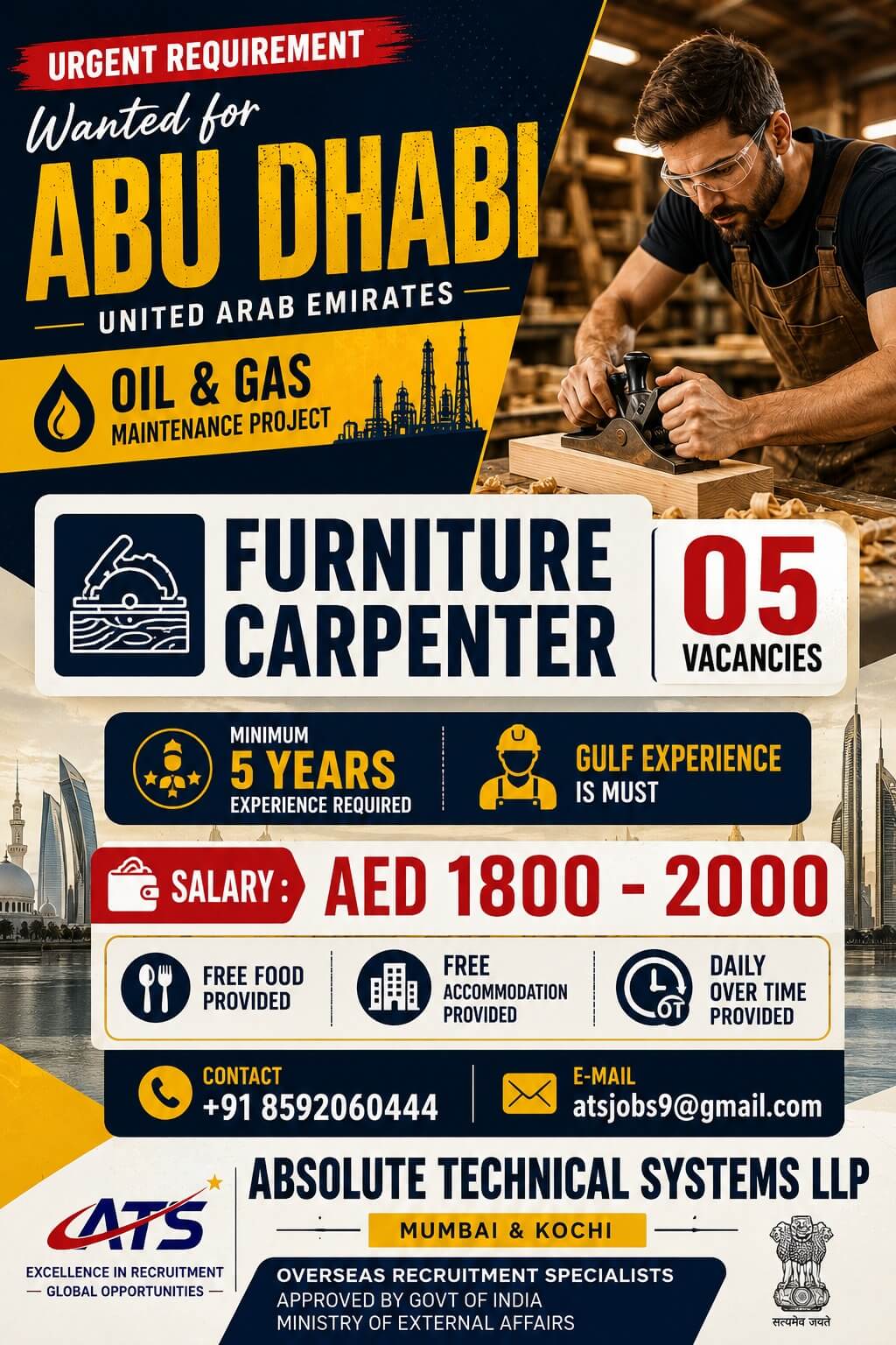 fURNITURE CARPENTER FOR ABU DHABI
