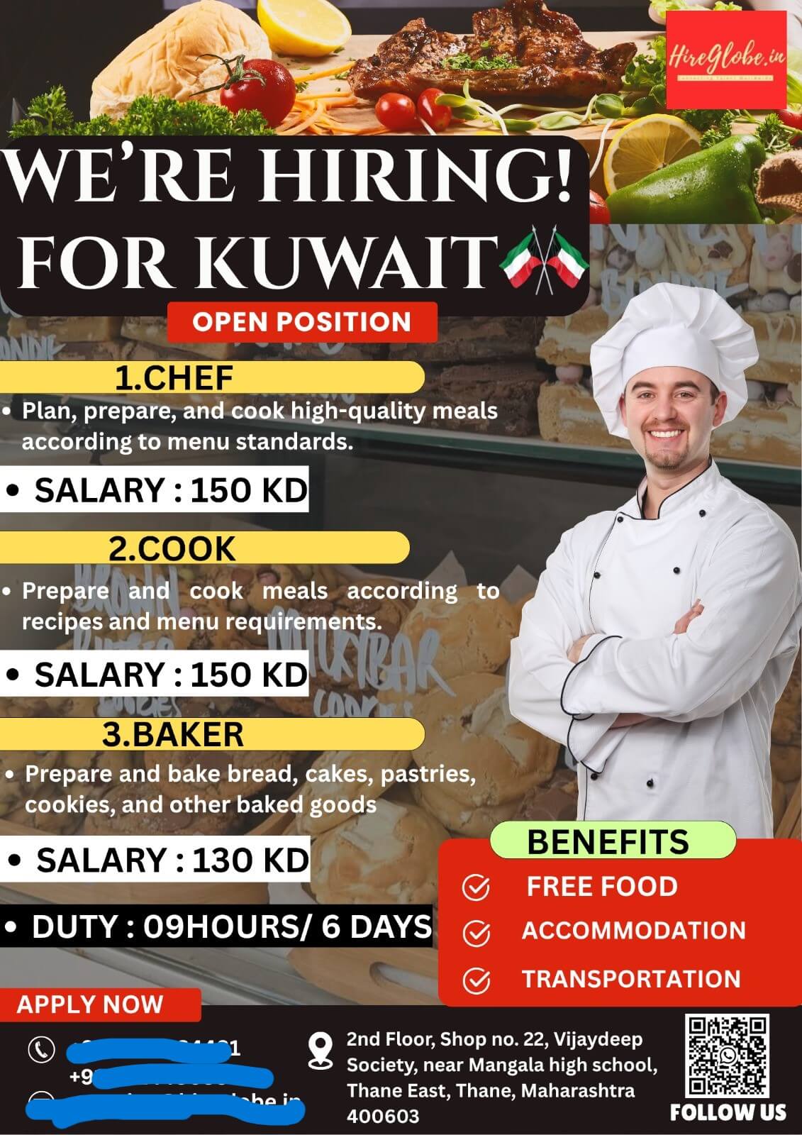 URGENTLY HIRING FOR LEADING RESTURANT CO. KUWAIT