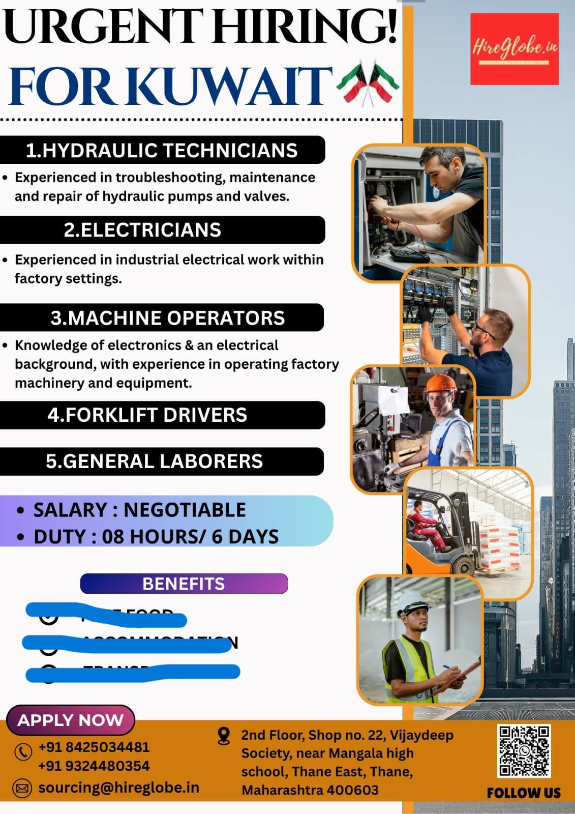 URGENTLY HIRING FOR KUWAIT CO.