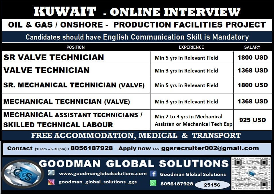 URGENT REQUIREMENT -SAUDI ARABIA -LONG TERM PROJECT ONLINE INTERVIEW CONTACT
