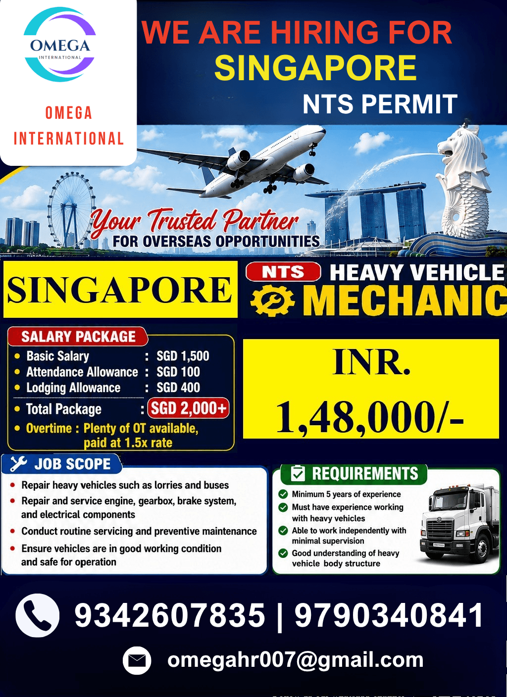 URGENTLY HIRING FOR SINGAPORE