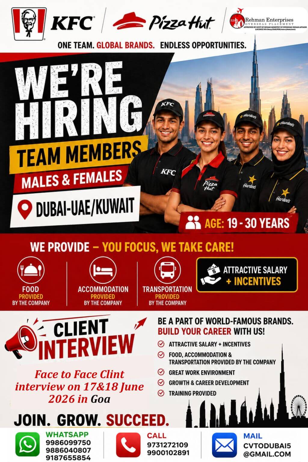 HIRING FOR DUBAI-UAE/KUWAIT