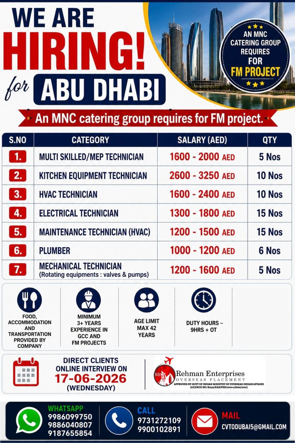 WE'RE HIRING FOR ABU DHABI WE'RE HIRING FOR ABU DHABI