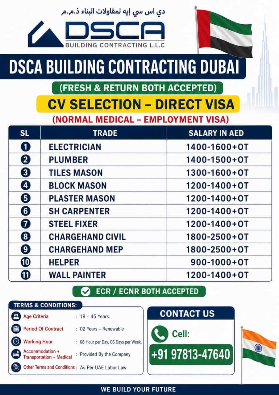 Urgent hiring for Dubai