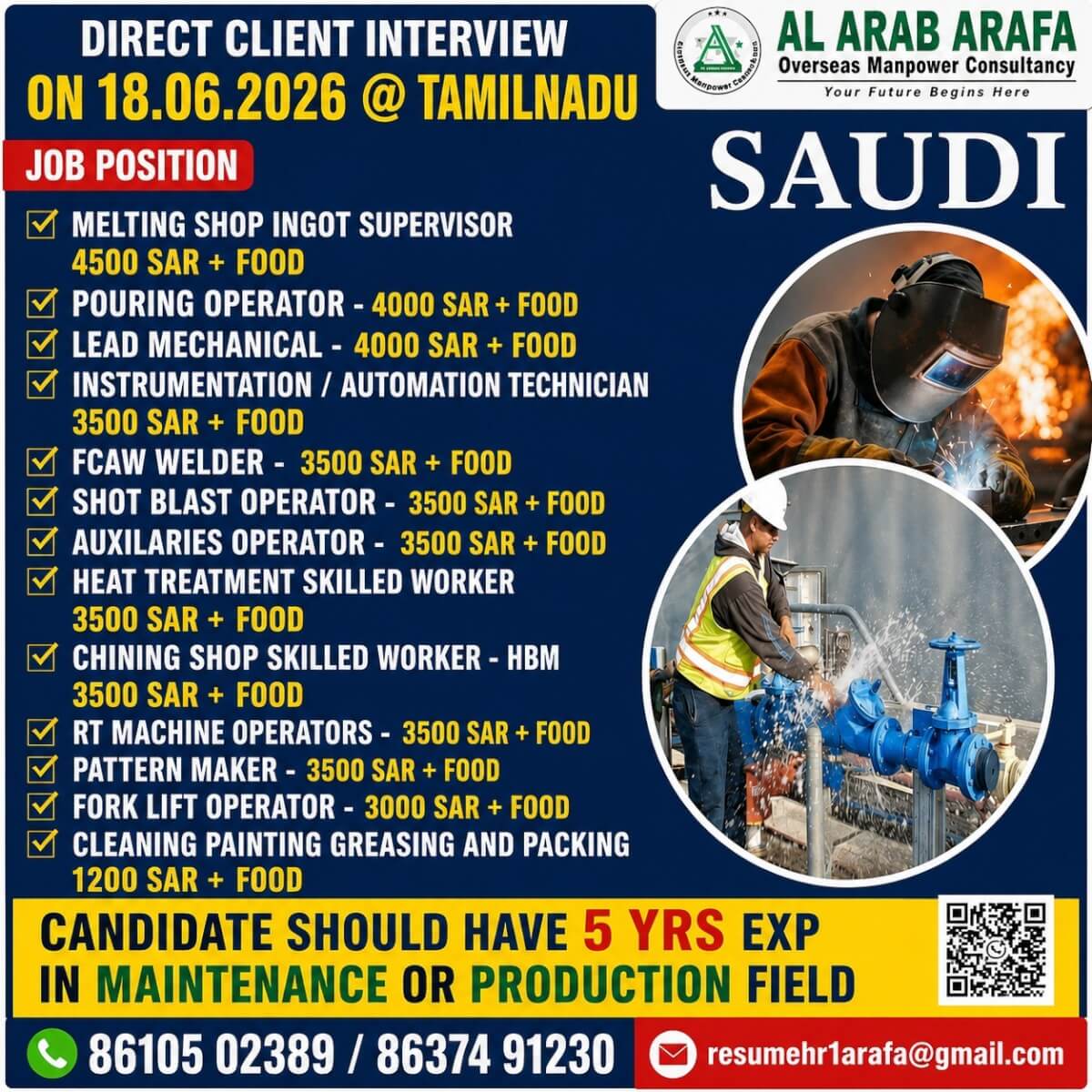 DIRECT CLIENT INTERVIEW ON 18.06.2026 @CHENNAI