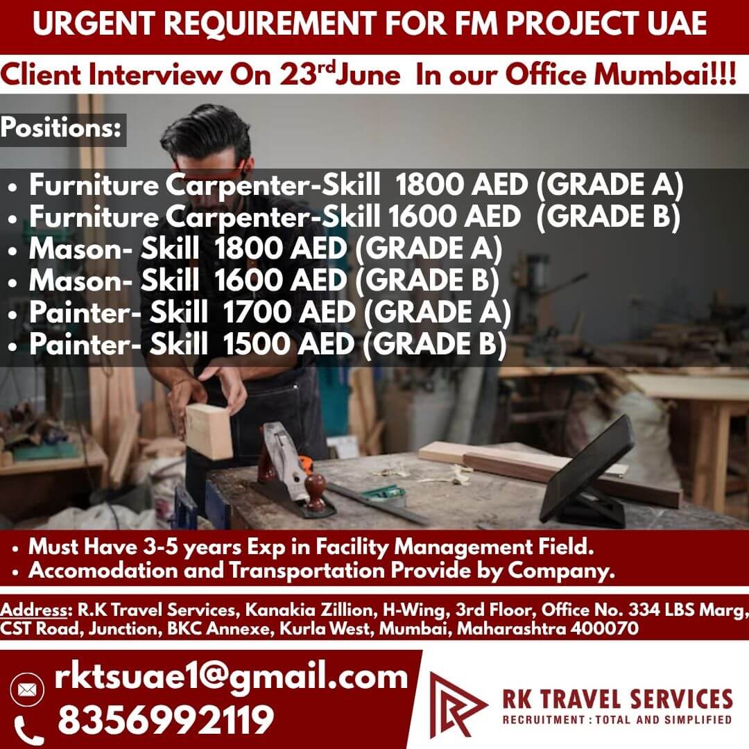 URGENT REQUIREMENT FOR FM PROJECT UAE