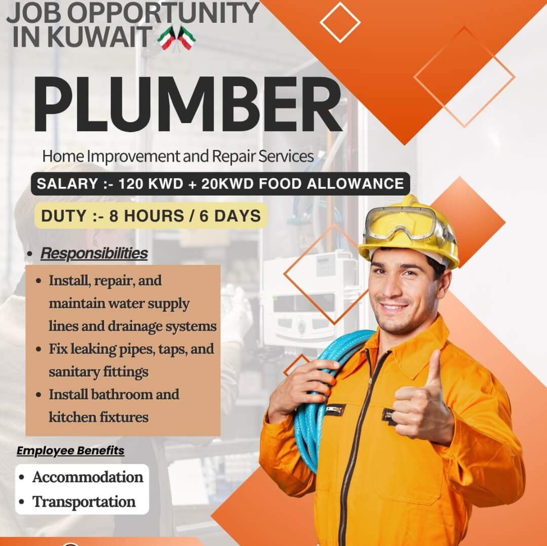 URGENTLY HIRING PLUMBER FOR SAUDI ARABIA
