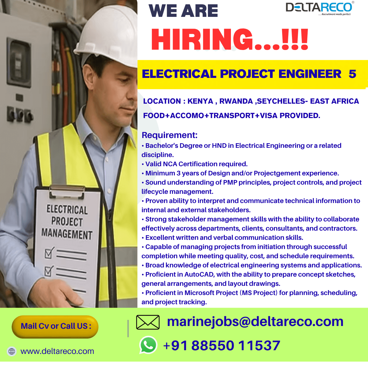 Hiring Electrical Project Engineer for 5 location Hiring Electrical Project Engineer for 5 location