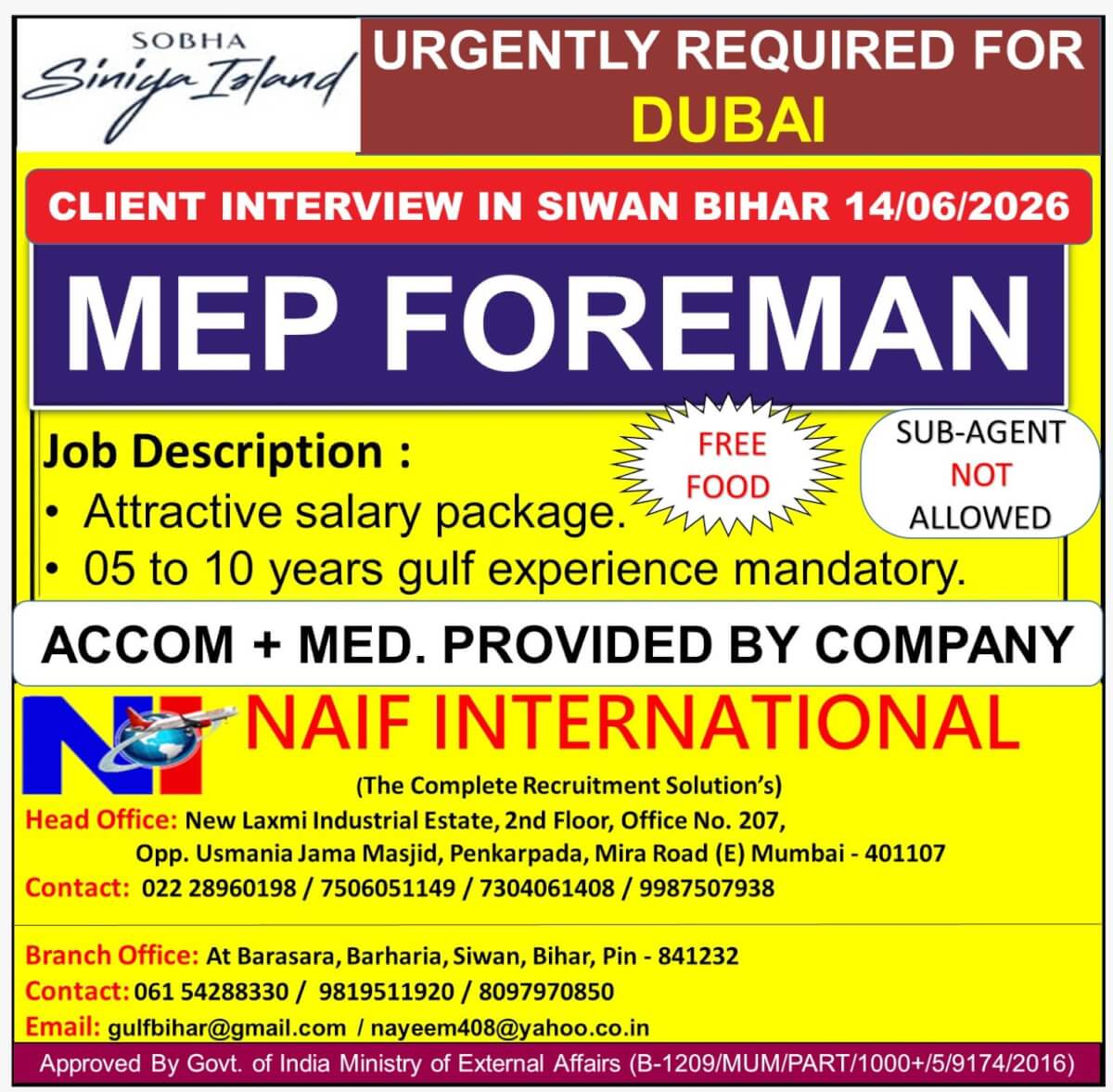URGENTLY REQUIRED FOR DUBAI URGENTLY REQUIRED FOR DUBAI