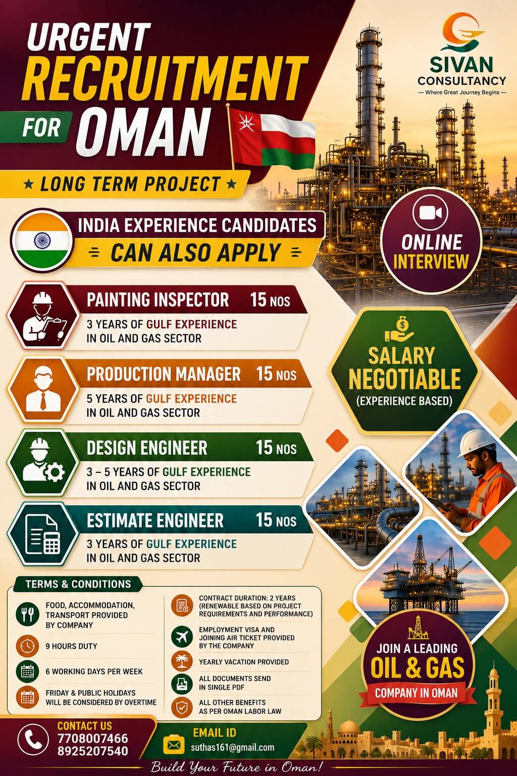 Urgent recruitment for Oman Urgent recruitment for Oman