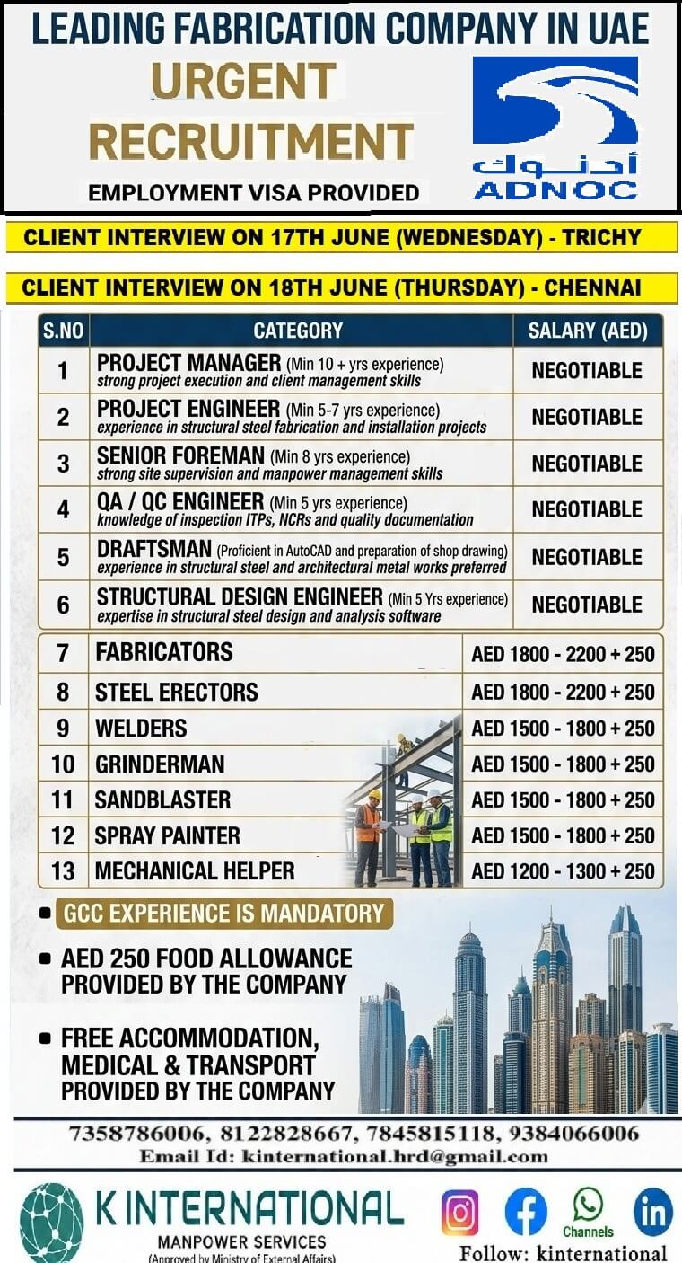 URGENT REQUIREMNT FOR UAE URGENT REQUIREMNT FOR UAE