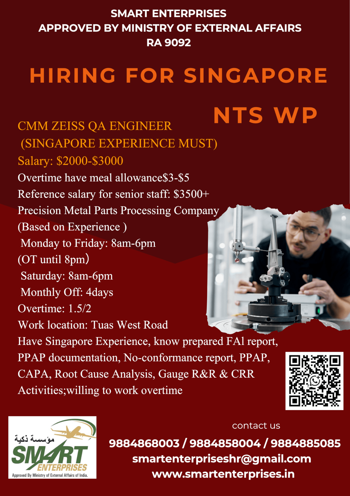 HIRING FOR SINGAPORE