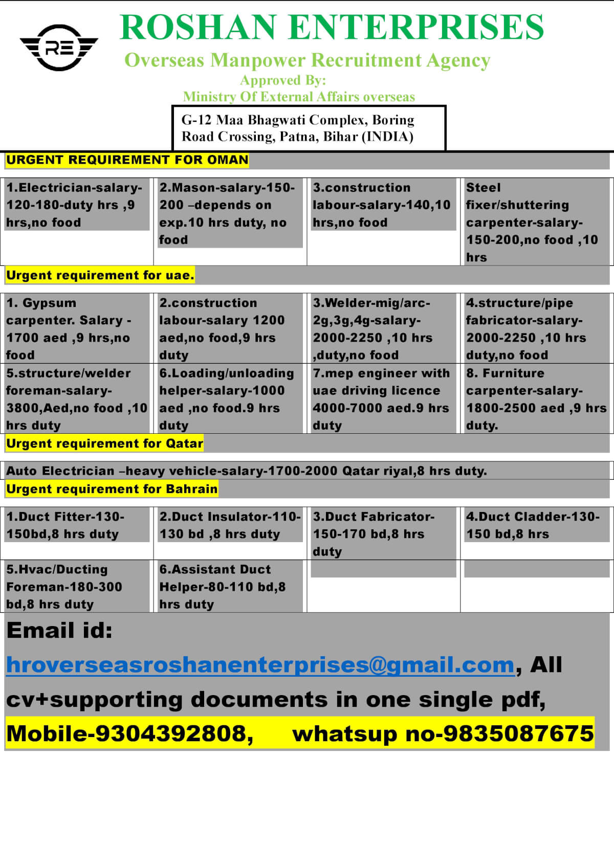 Urgent requirement for GCC COUNTRY-cv selection by Zoom Interview Urgent requirement for GCC COUNTRY-cv selection by Zoom Interview