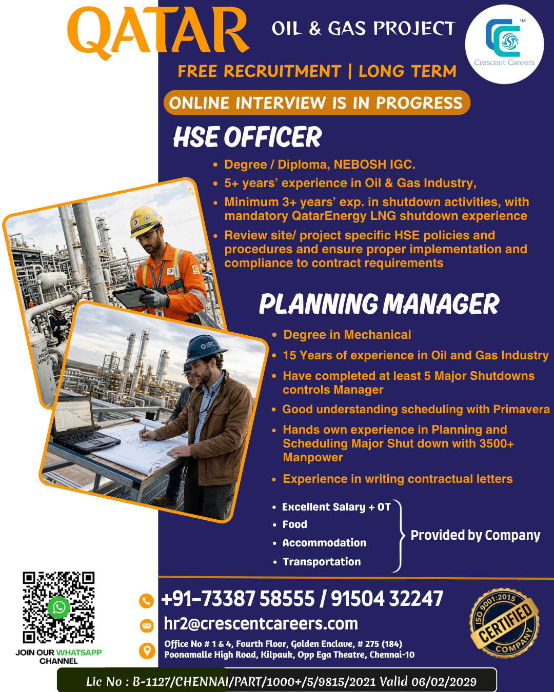 HSE OFFICER / PLANNING ENGINEER