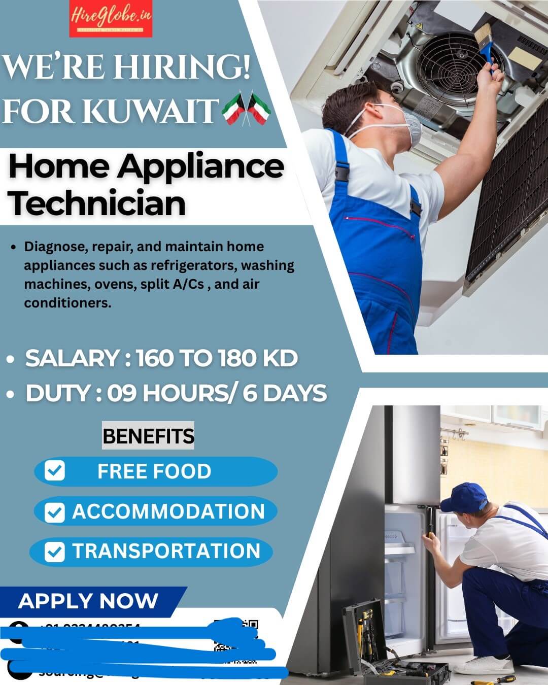 URGENTLY HIRING HOME APPLIANCE FOR KUWAIT CO.