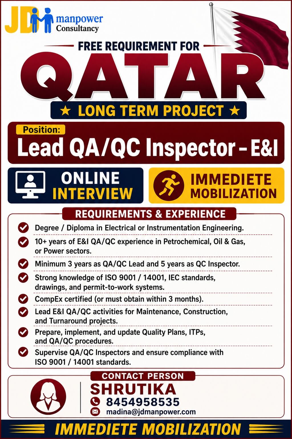 FREE REQUIREMENT FOR QATAR LONG TERM PROJECT
