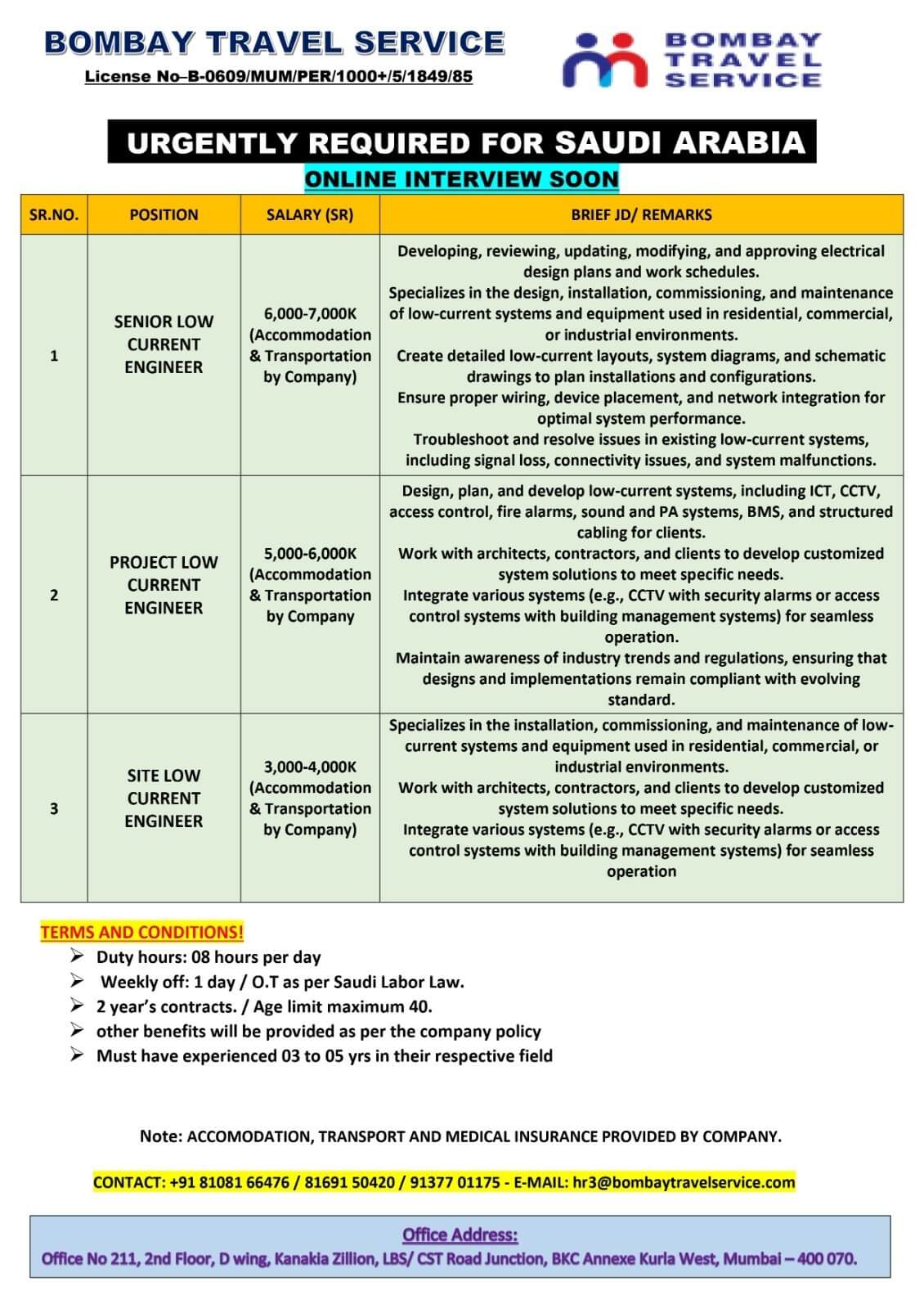 Top urgent required for ksa reputed co.