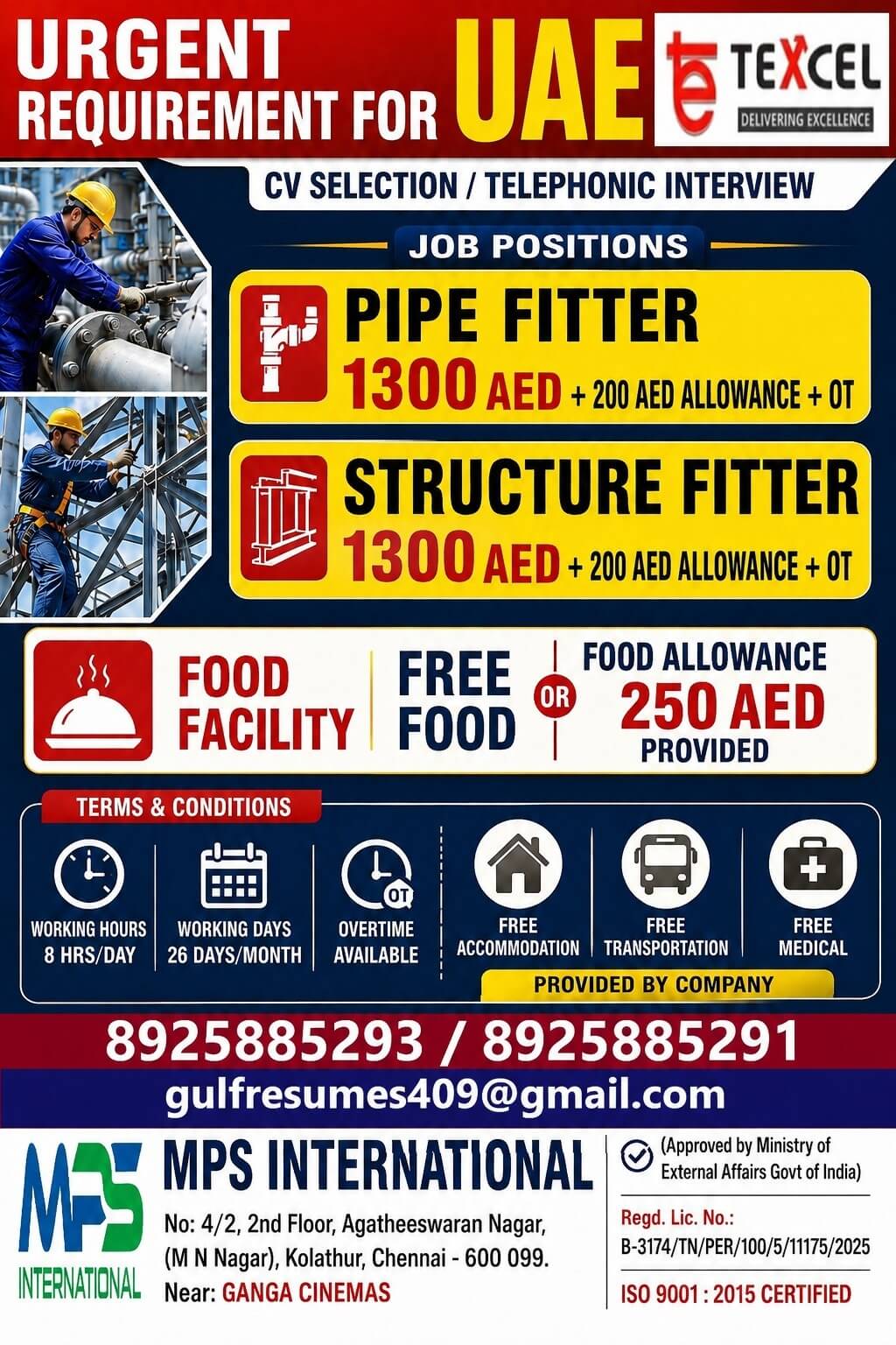 URGENT REQUIREMENT FOR UAE CV SELECTION / TELEPHONIC INTERVIEW