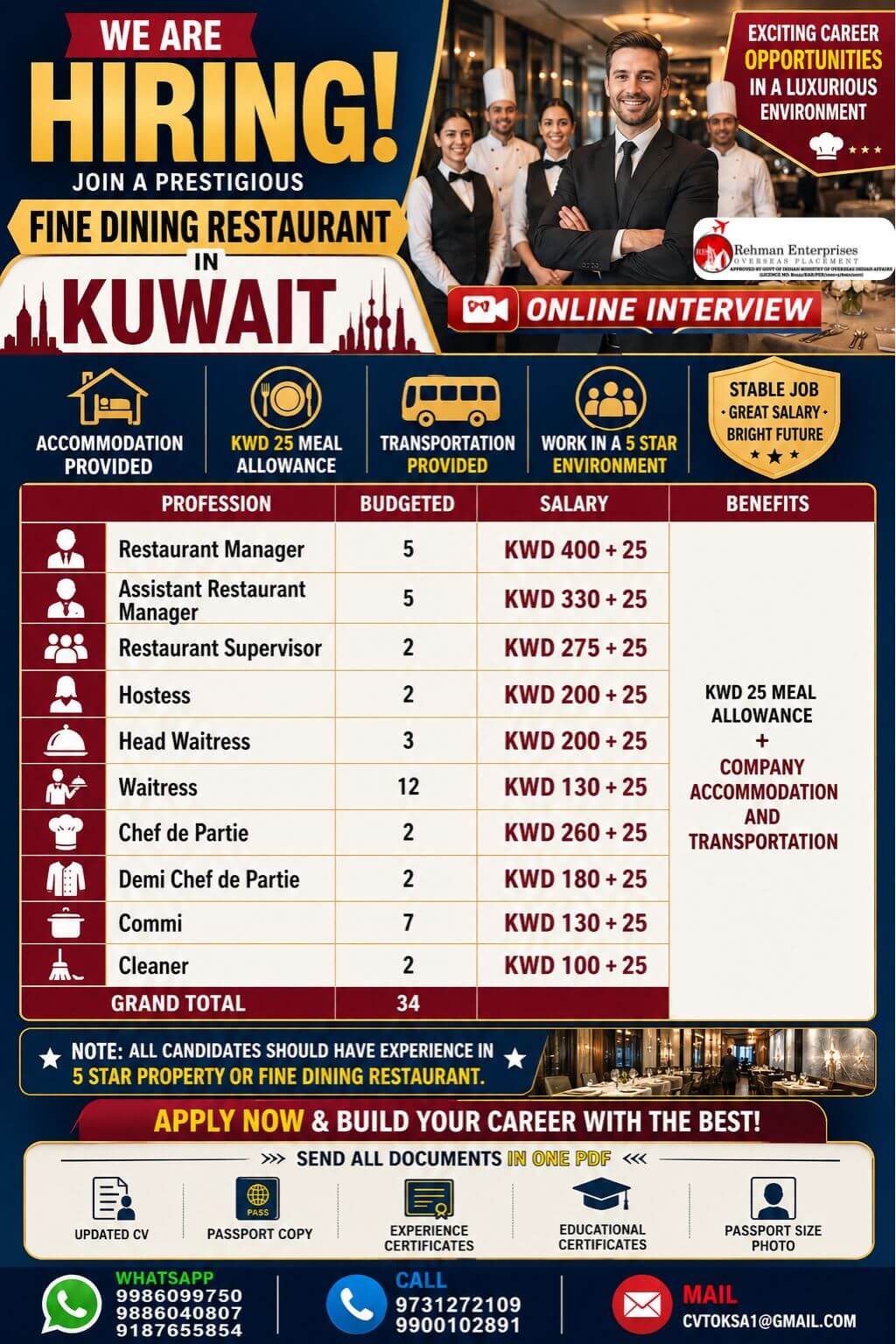 WE'RE HIRING FOR KUWAIT WE'RE HIRING FOR KUWAIT