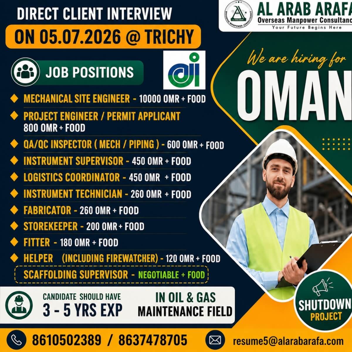 DIRECT CLIENT INTERVIEW ON 05.07.2026 @ TRICHY