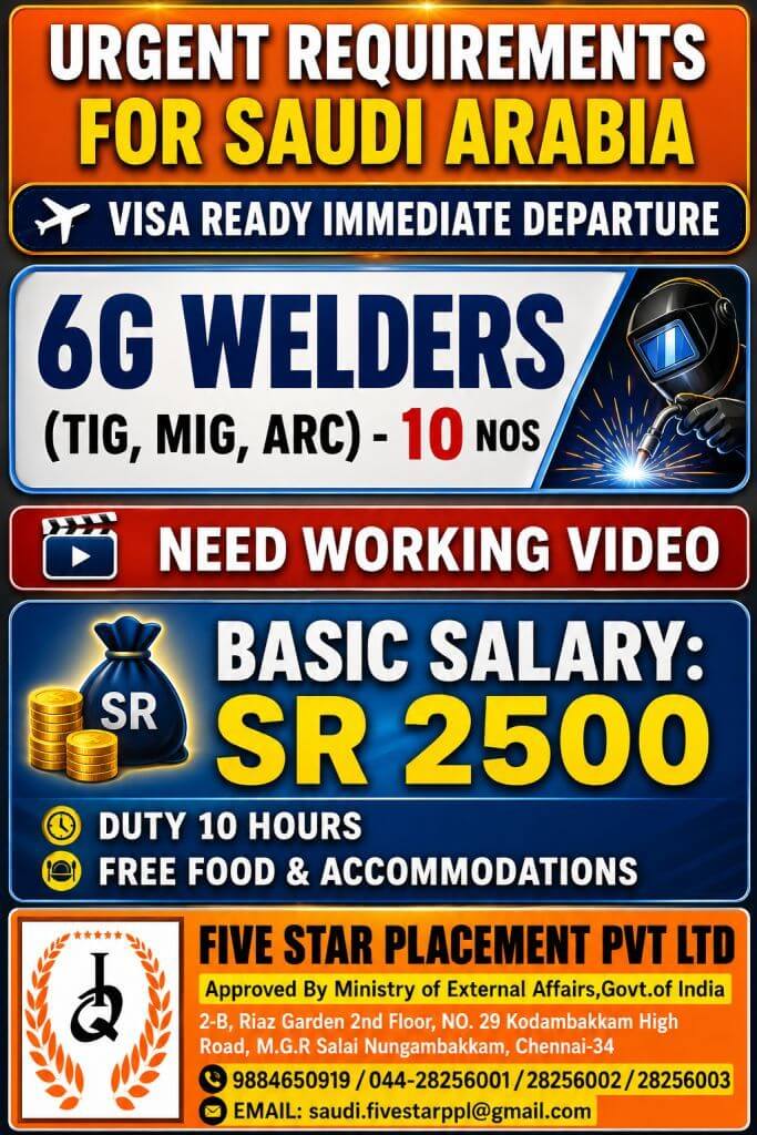 URGENT REQUIREMENT FOR SAUDI ARABIA URGENT REQUIREMENT FOR SAUDI ARABIA