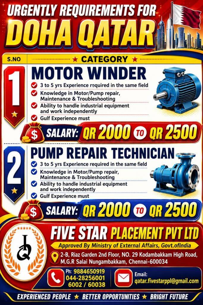 URGENT REQUIREMENT FOR DOHA QATAR URGENT REQUIREMENT FOR DOHA QATAR