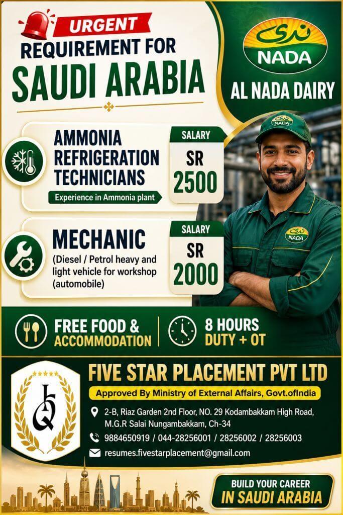 URGENT REQUIREMENT FOR SAUDI ARABIA URGENT REQUIREMENT FOR SAUDI ARABIA