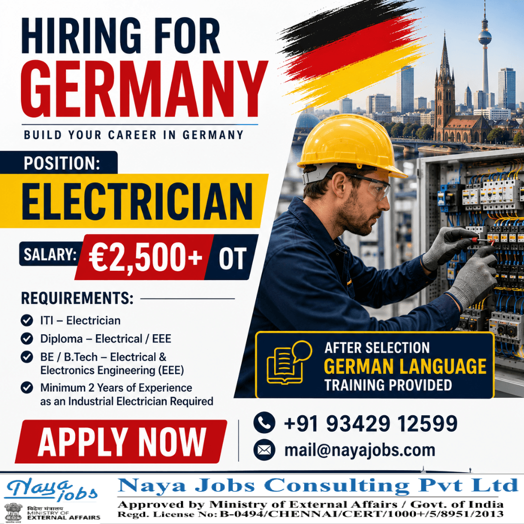 Electrician Job Openings in Europe