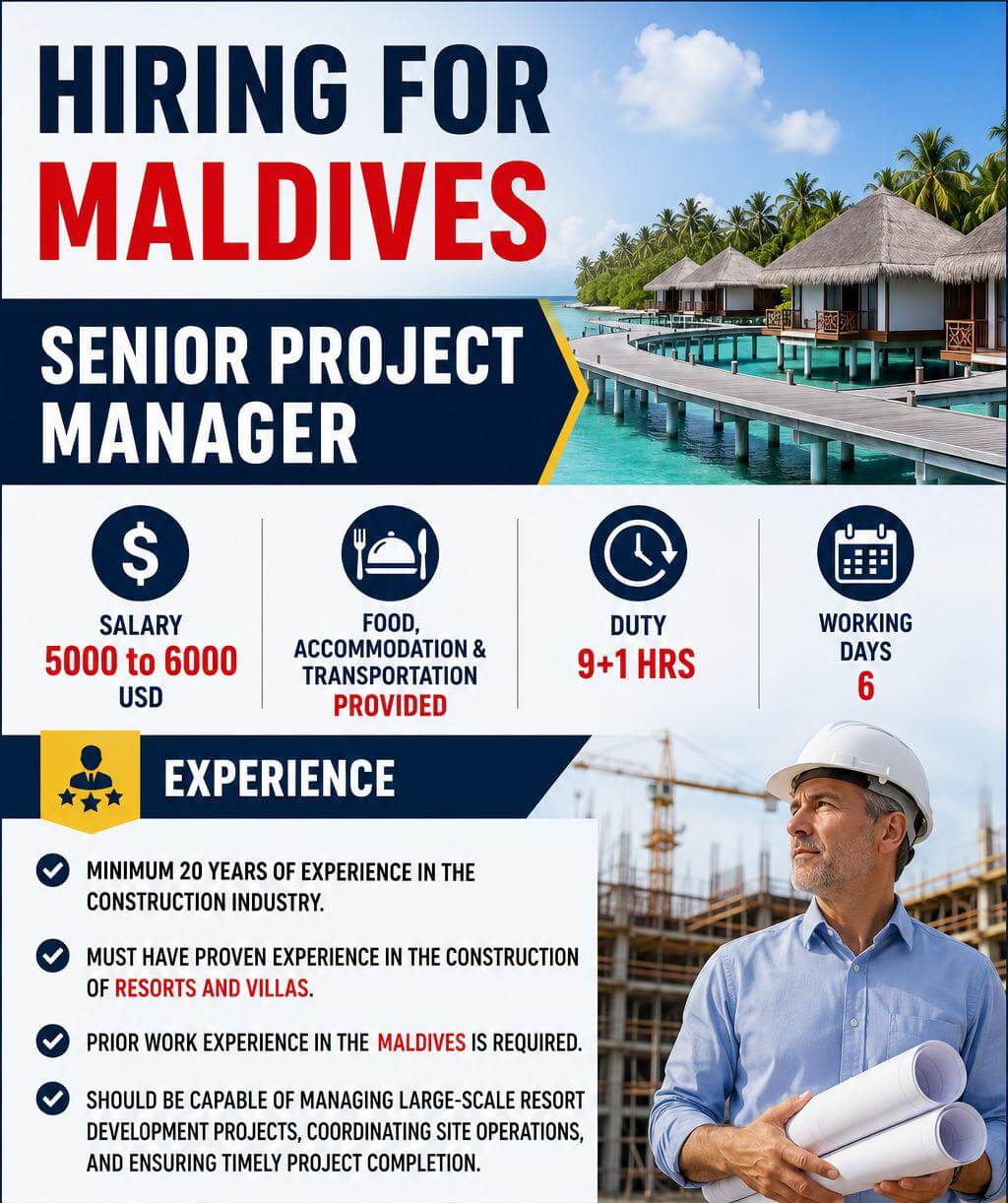 Urgent Hiring For Leading Big Engineering and Construction Company in Maldives Urgent Hiring For Leading Big Engineering and Construction Company in Maldives