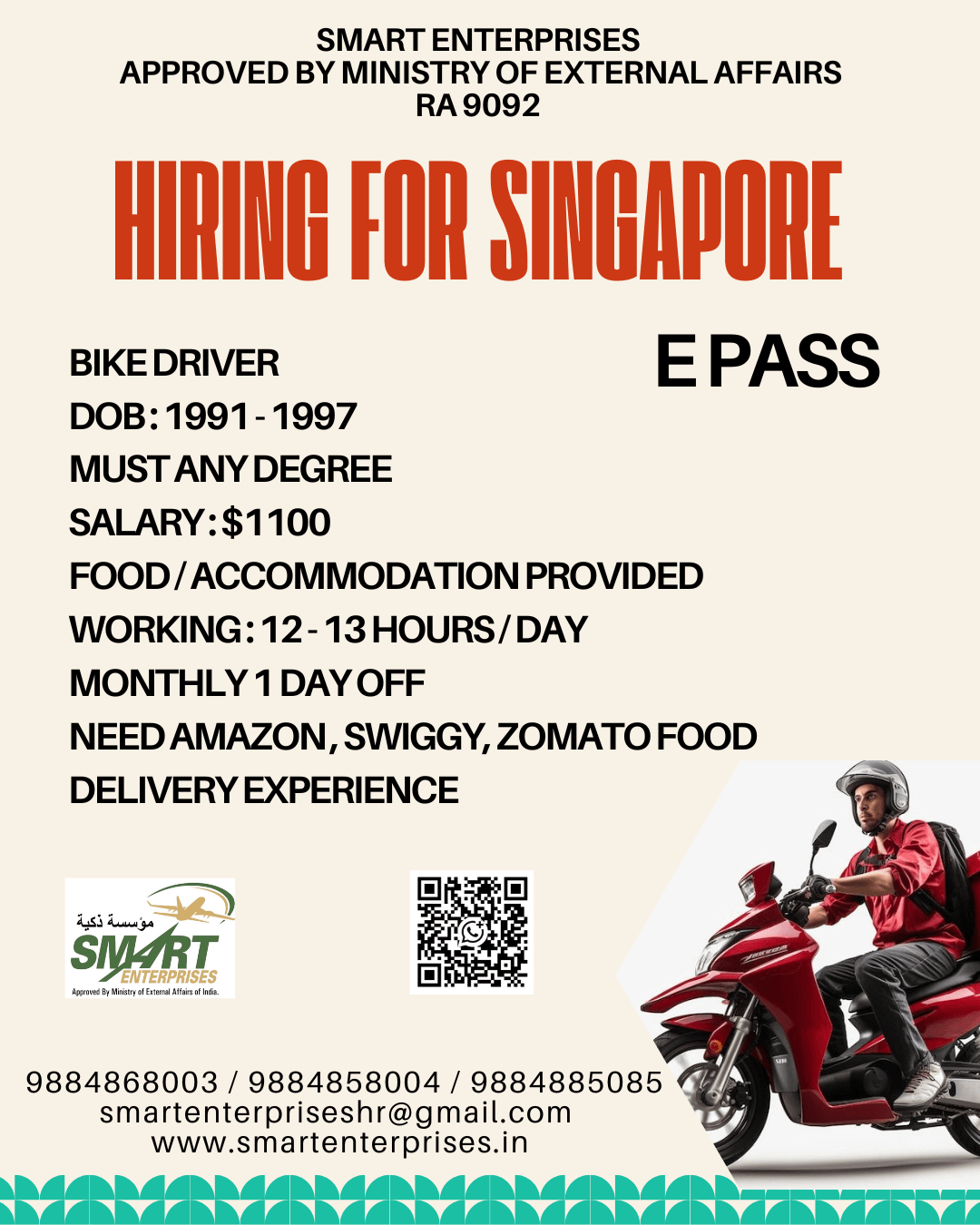 HIRING FOR SINGAPORE