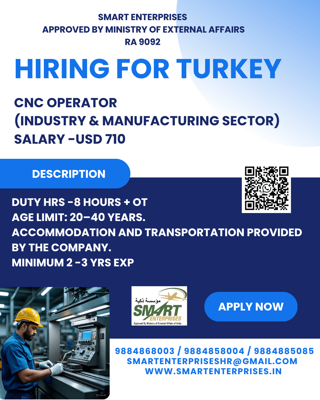 HIRING FOR TURKEY