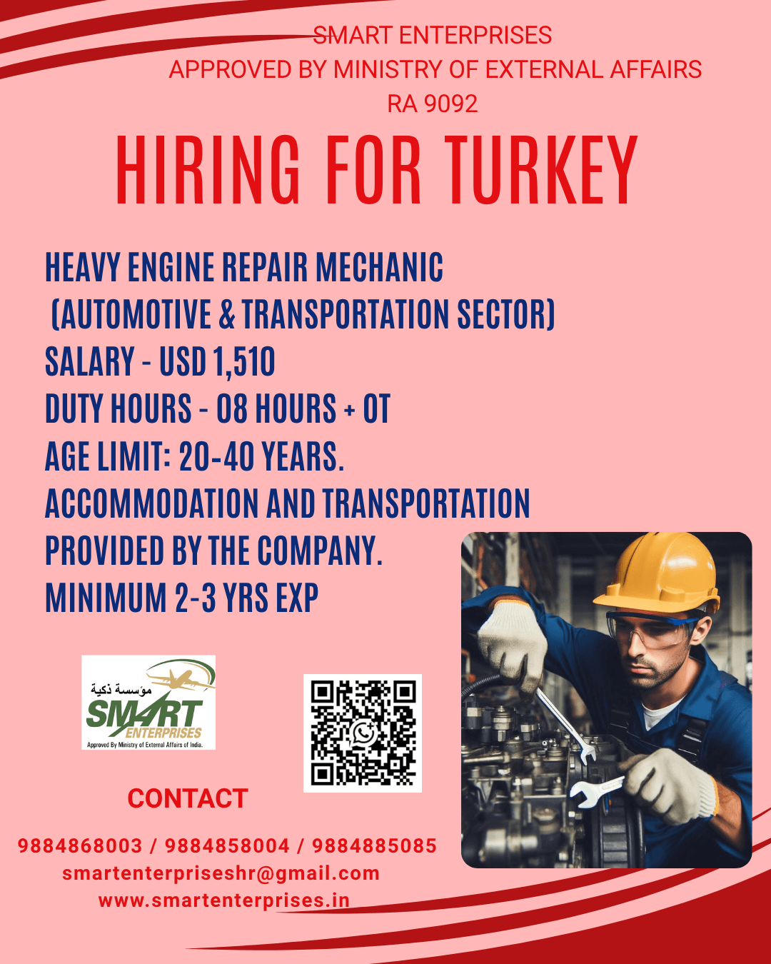 HIRING FOR TURKEY
