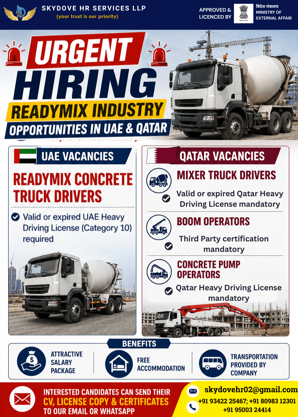 urgent hiring for readymix industry