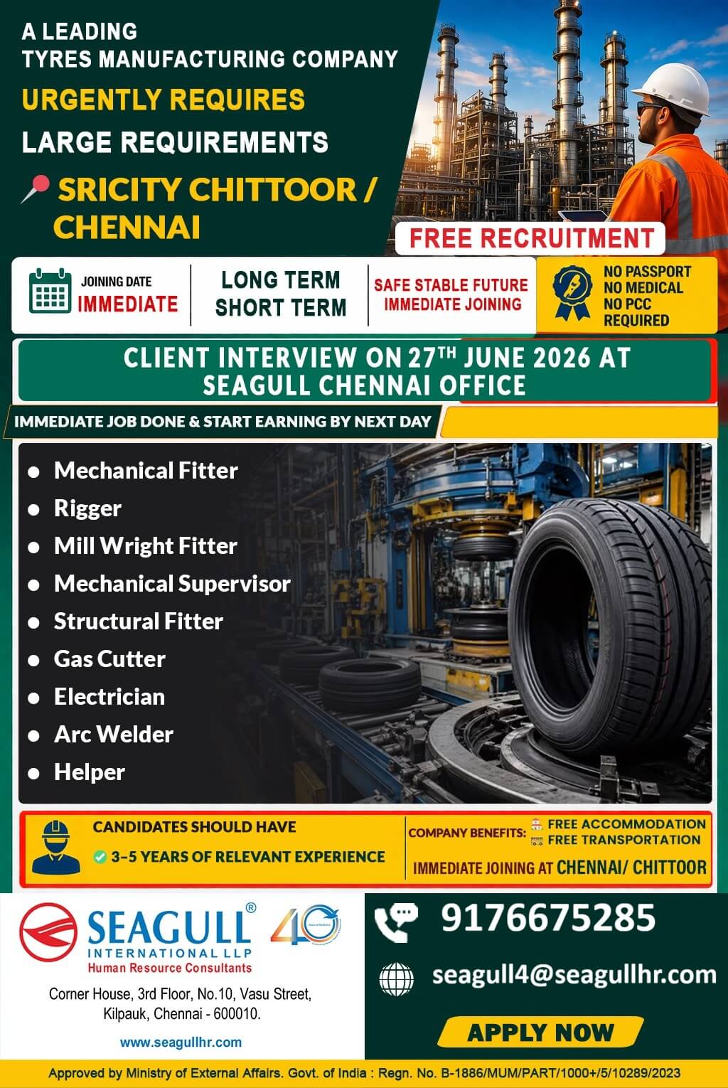 FREE & VERY URGENT REQUIREMENTS FOR APPOLO TYRES AT CHENNAI FREE & VERY URGENT REQUIREMENTS FOR APPOLO TYRES AT CHENNAI