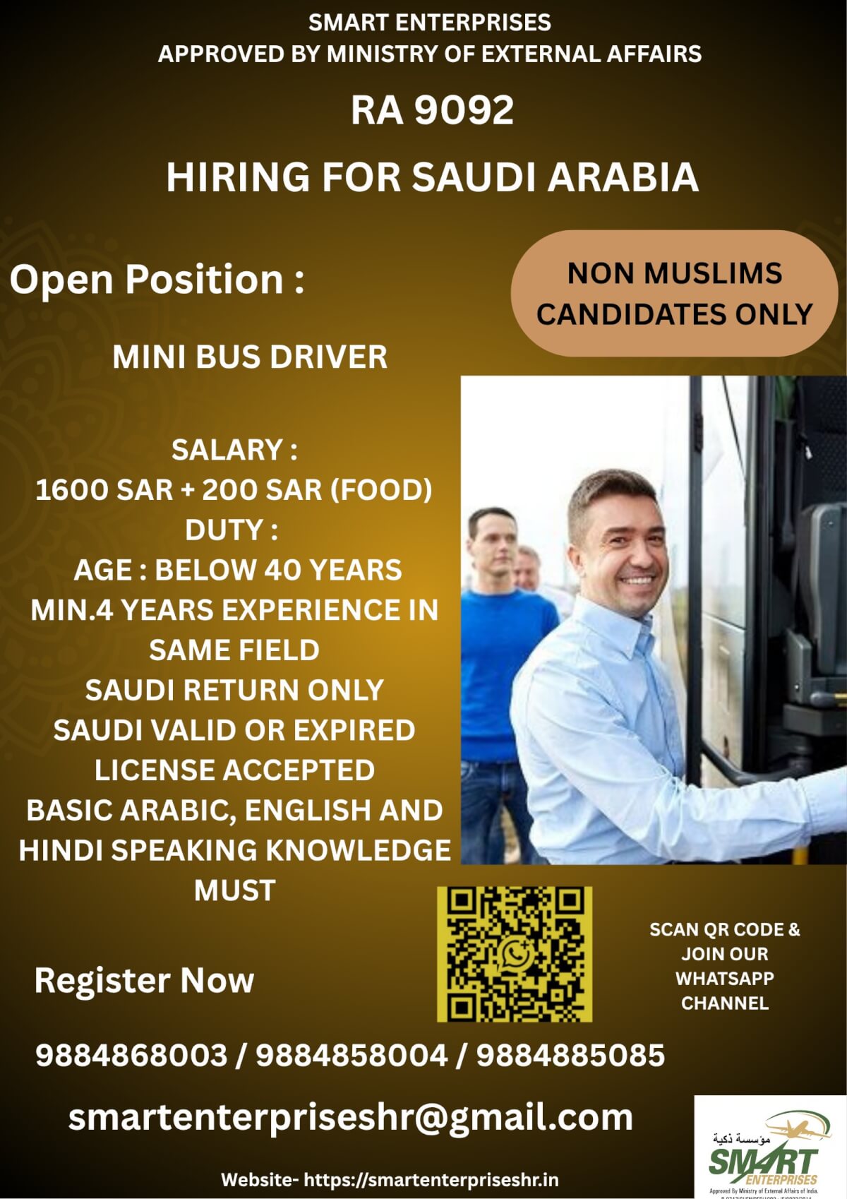 URGENT REQUIREMENT FOR SAUDI ARABIA