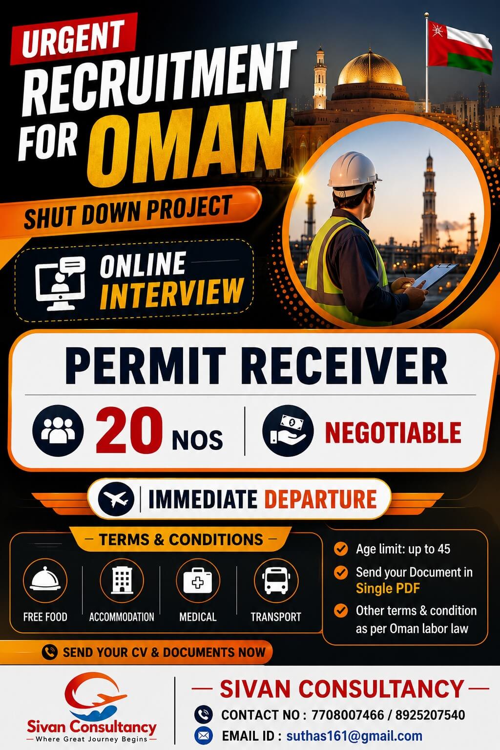 Urgent recruitment for Oman Urgent recruitment for Oman
