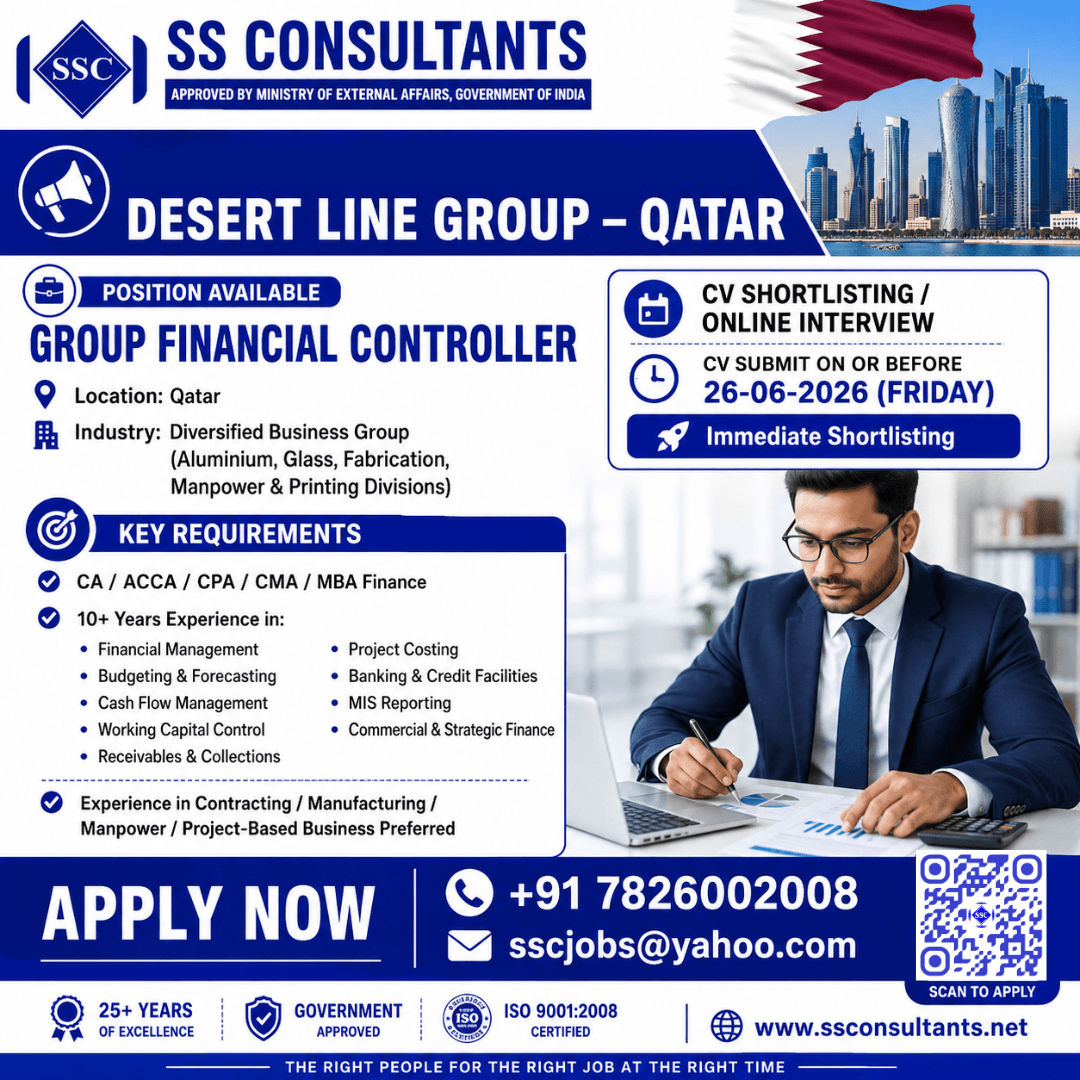 Urgent Hiring: Group Financial Controller – Qatar | Finance Leadership Role