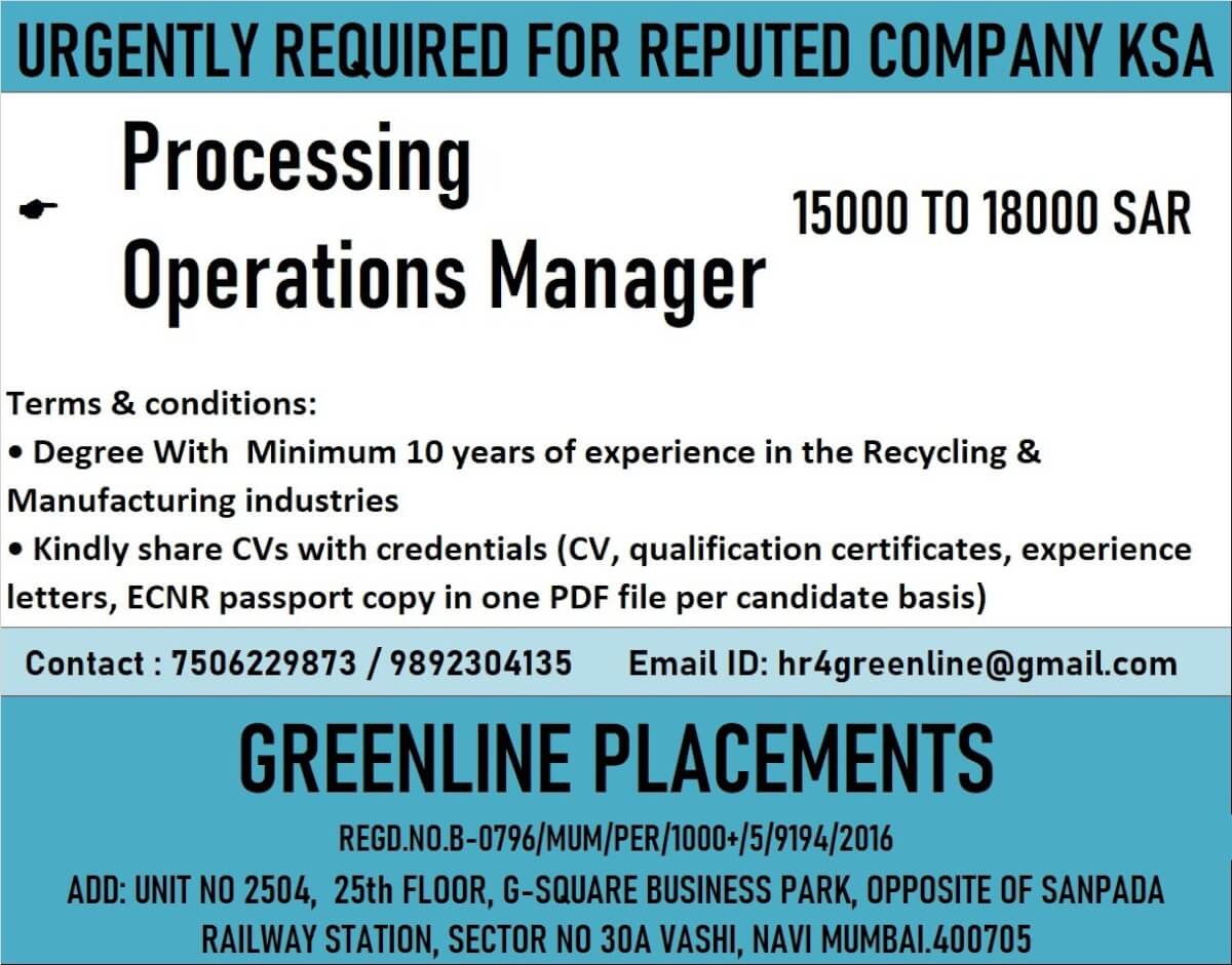 URGENTLY REQUIRED FOR REPUTED COMPANY KSA