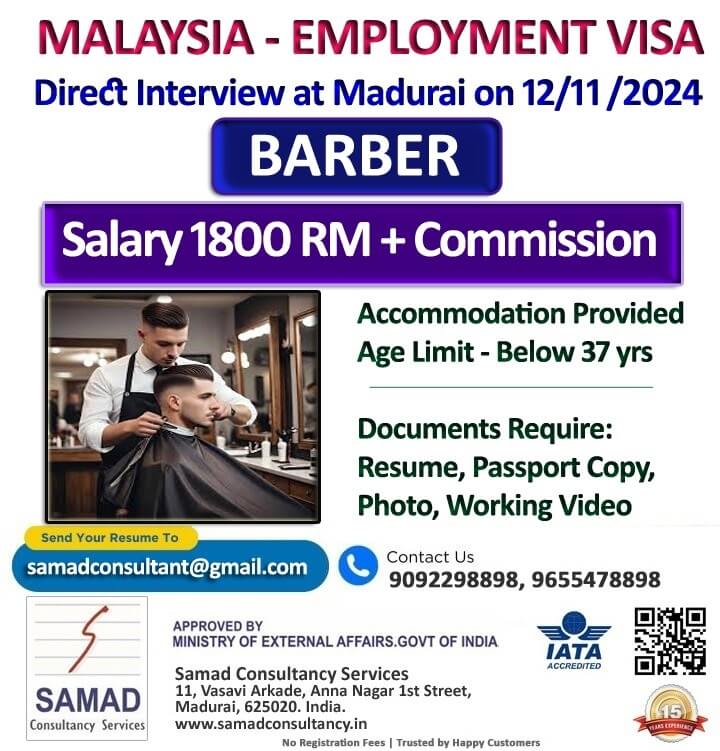 MALAYSIA - WORK PERMIT, BARBER