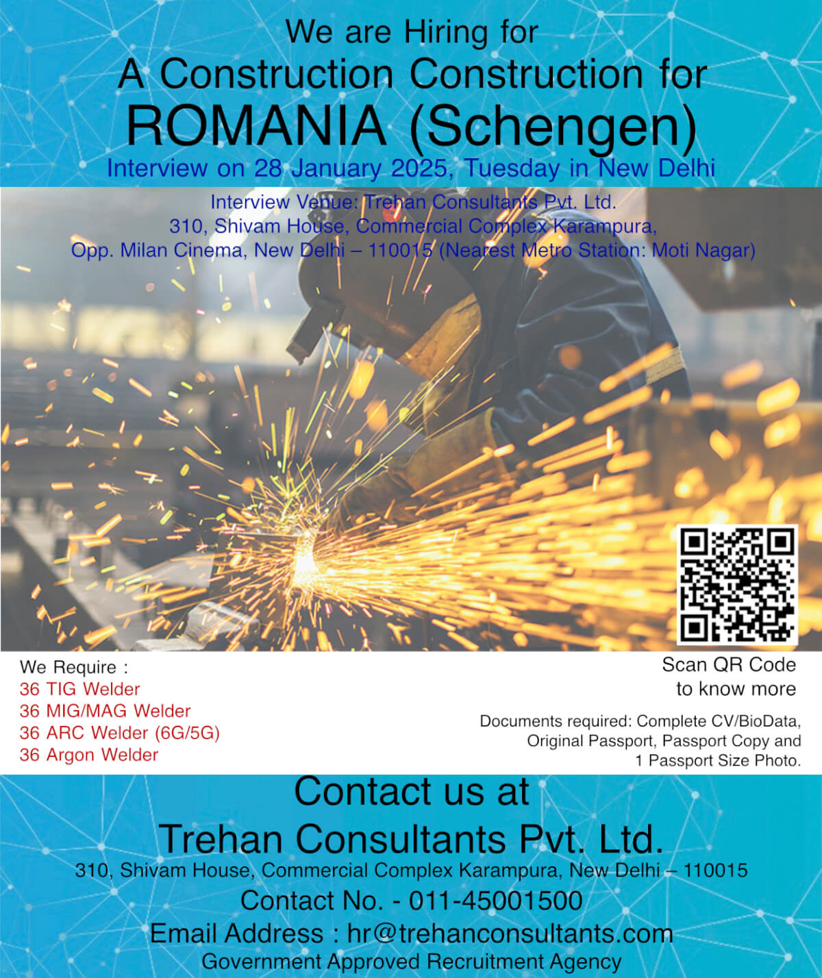 TIG Welders, MIG/MAG Welders, Arc Welders (6G/5G) and Argon Welder required for ROMANIA (Schengen) for a Construction Company - Interview Date 28 January 2025