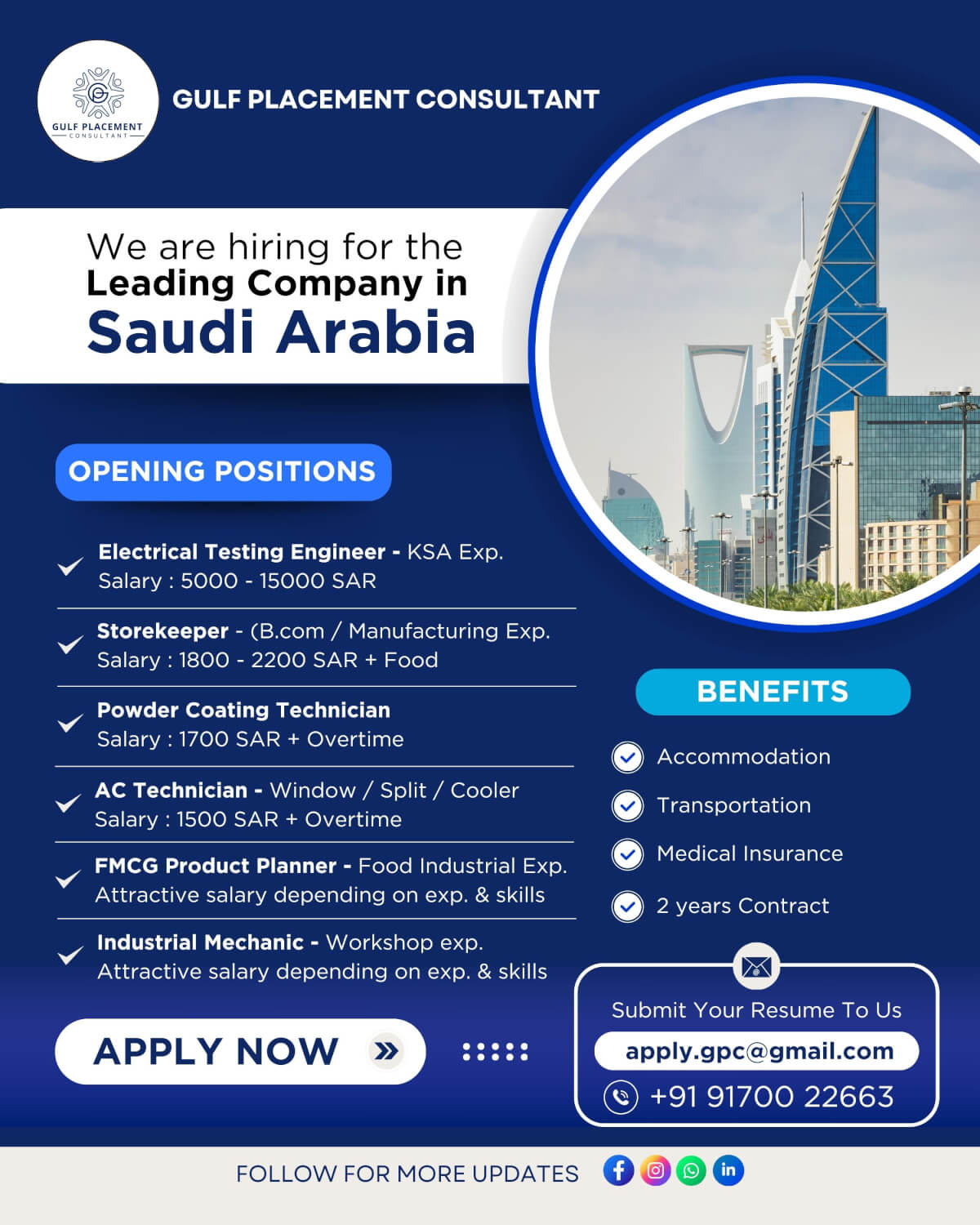 Hiring for Leading Company in Saudi Arabia - Shortlisting is on going - Apply Now