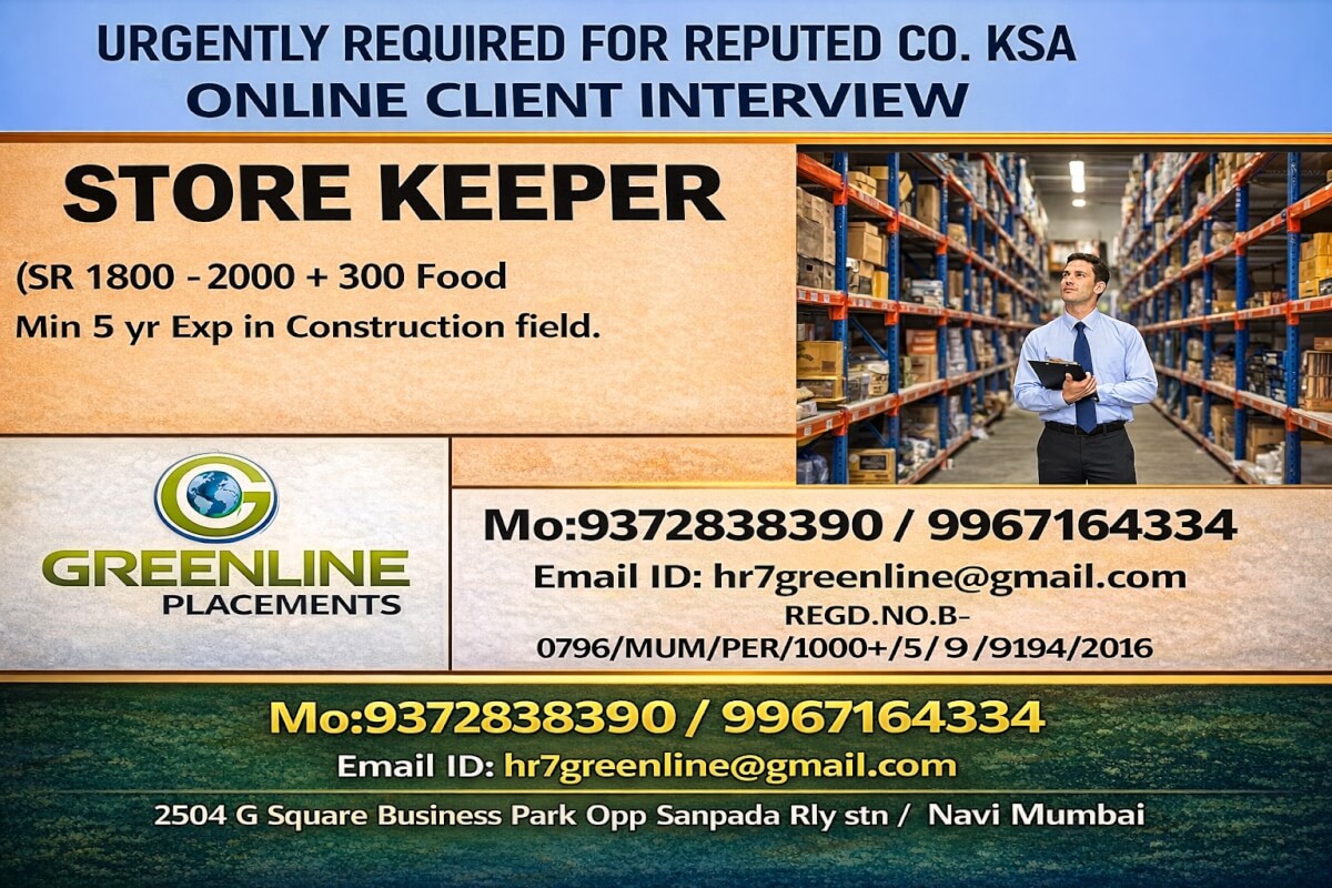 URGENTLY REQUIRED FOR REPUTED CO. KSA