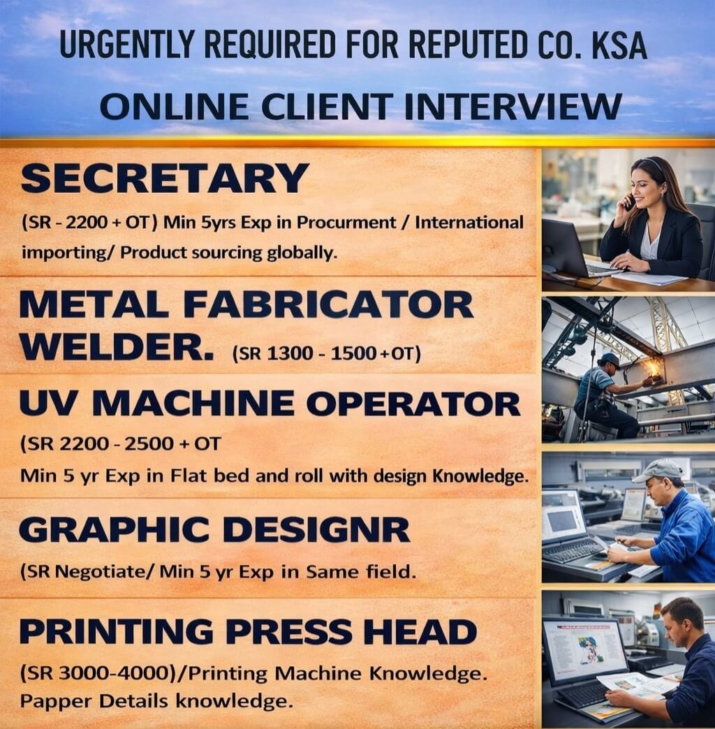 Urgent required for reputed company dubai