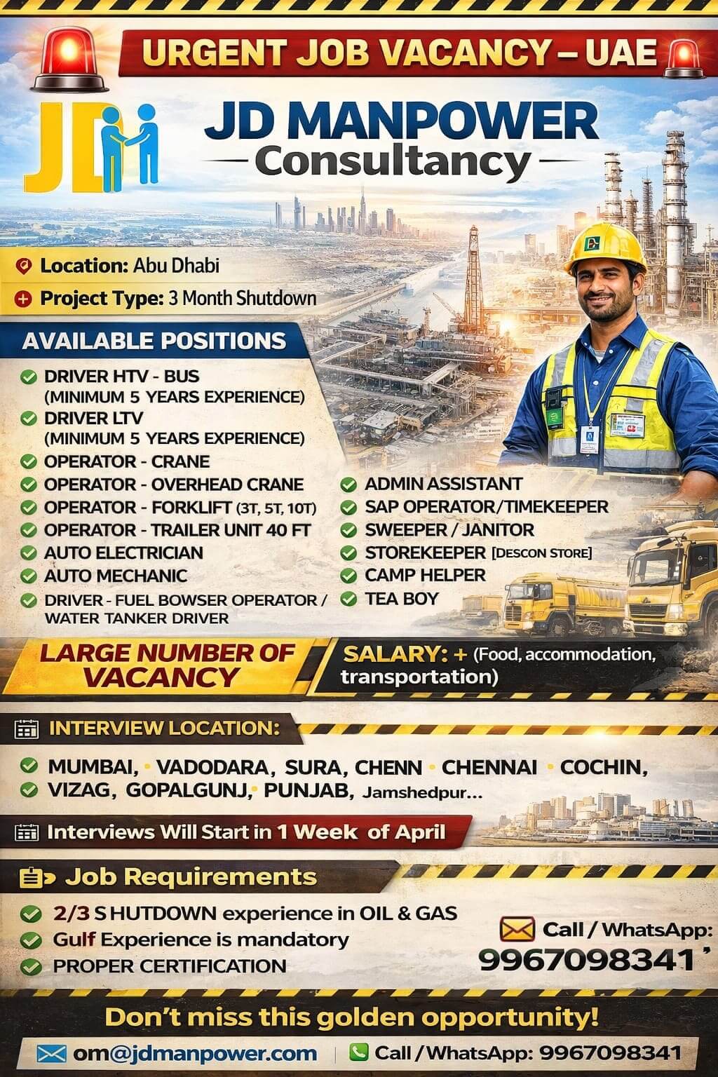 FREE Recruitment - ADGAS "DAS Shutdown" - UAE