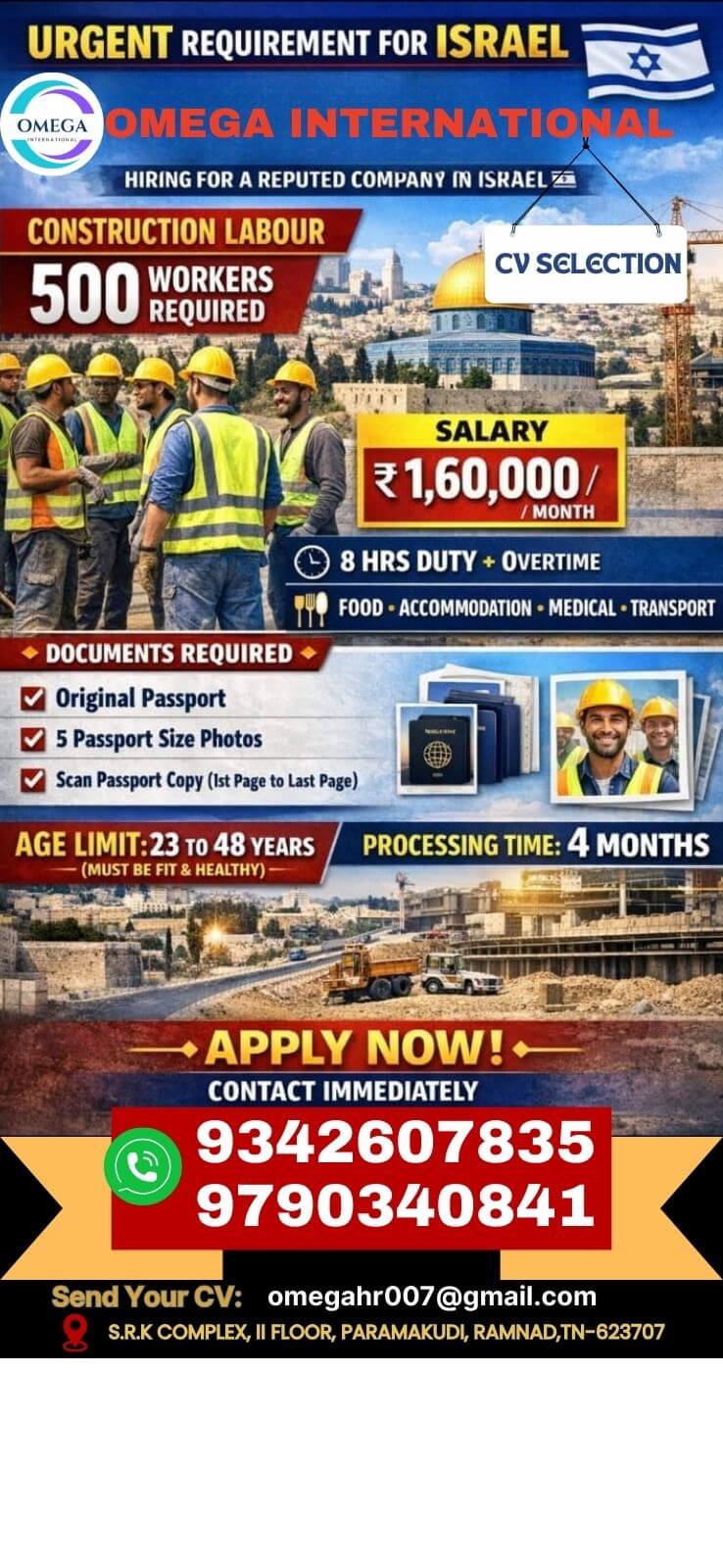 URGENT REQUIREMENT FOR ISRAEL