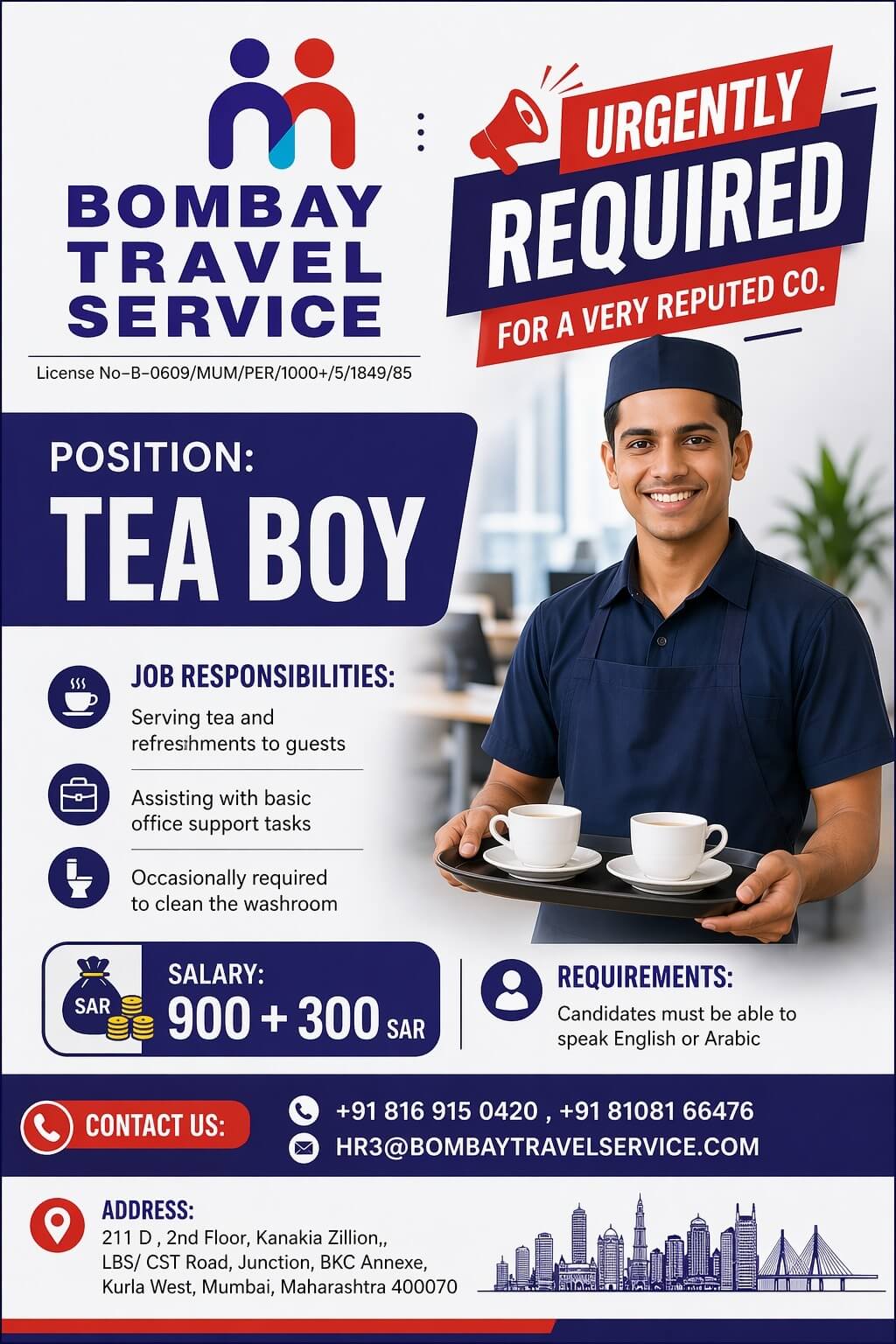 Urgentky required for ksa reputed co.