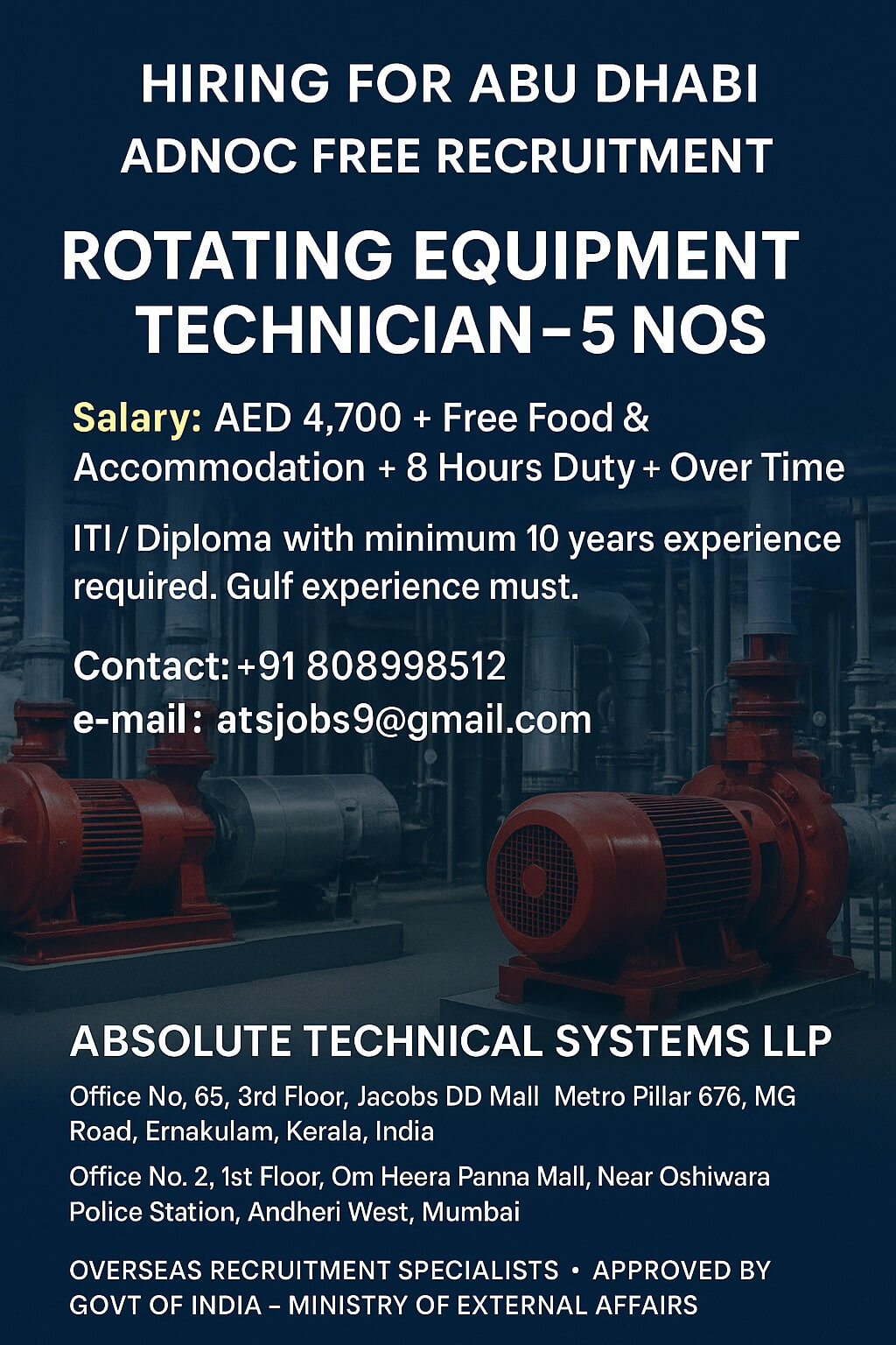 ADNOC FREE RECRUITMENT - ROTATING EQUIPMENT TECHNICIAN