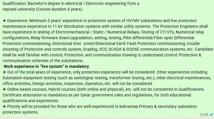 Protection Engineers for Qatar