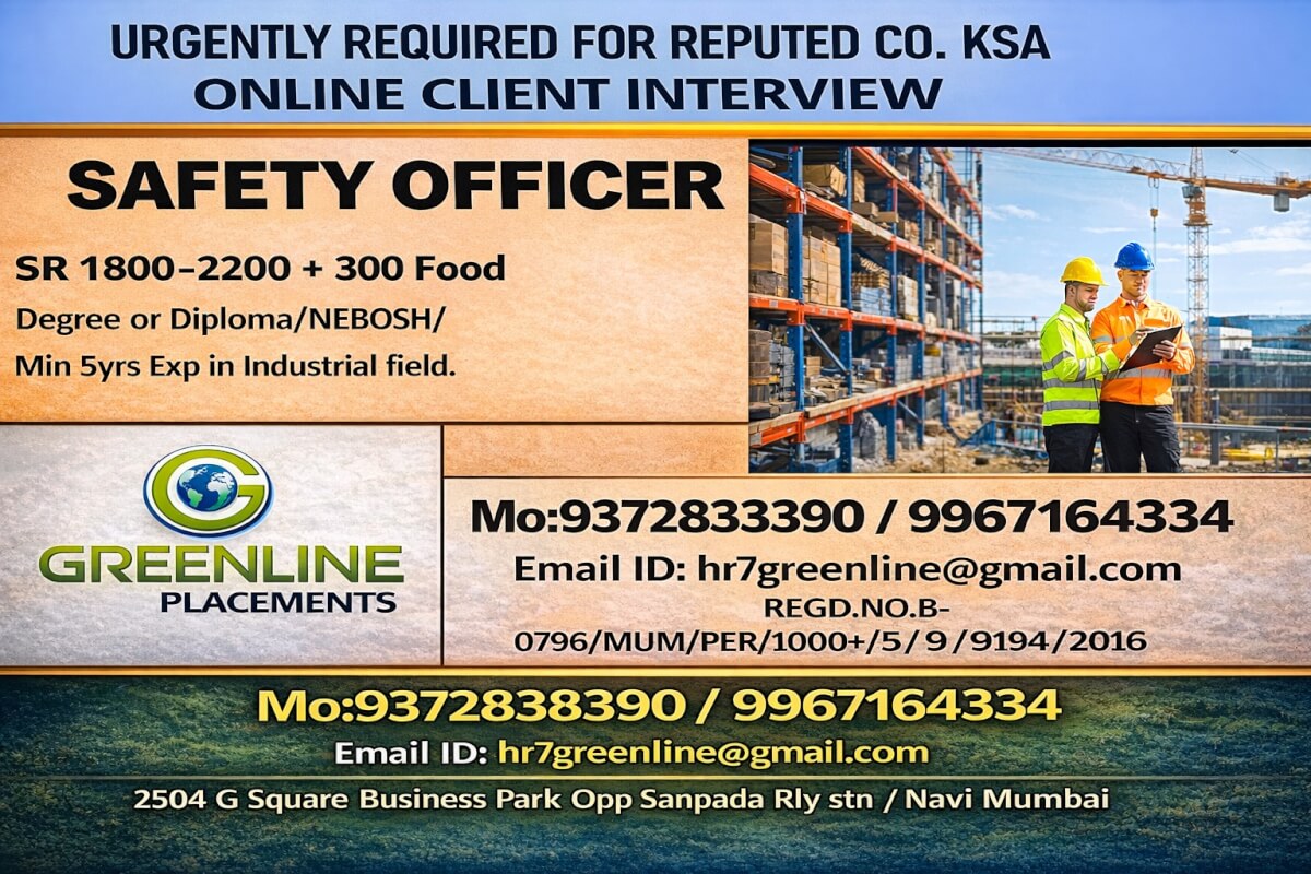 URGENTLY REQUIRED FOR REPUTED CO. KSA