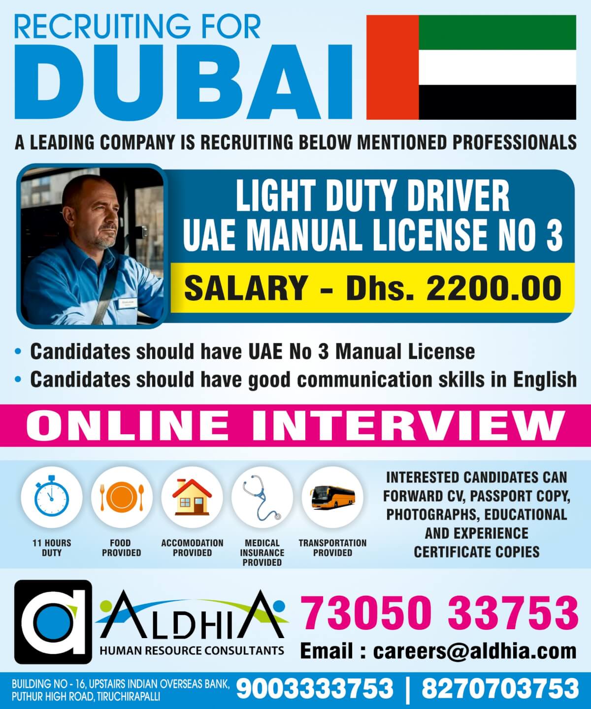 UAE -  Dubai / Light duty Driver No-3 Lic / Rope Access Technician L-1 / Mig & Tig & Arc welder